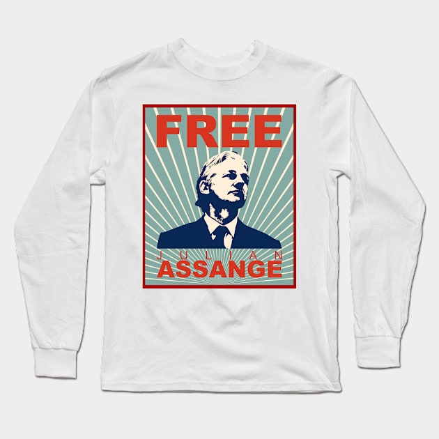 Free Julian Assange Long Sleeve T-Shirt by Renegade Rags